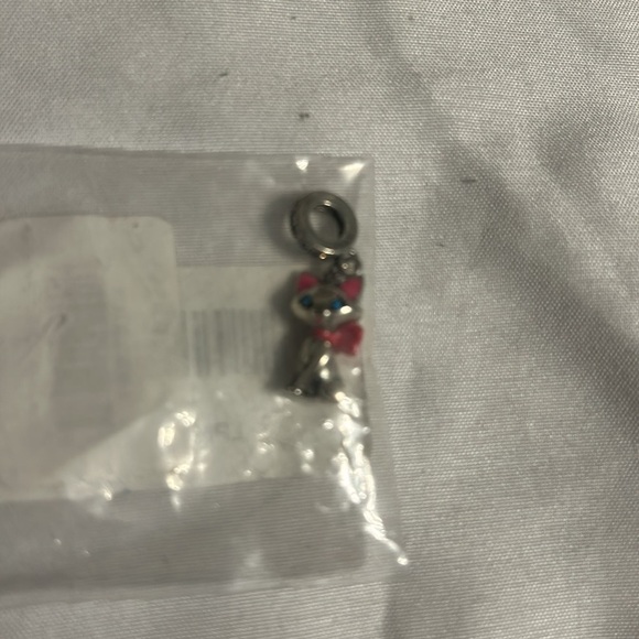 Silver Cat Charm with Pink Accents - Picture 2 of 2